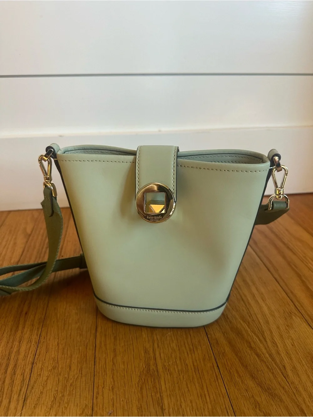 kate spade Mint Green Crossbody Bucket Bag with Wide Strap